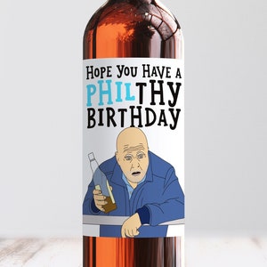 Étiquette de vin anniversaire Phil Mitchell, Get Phil Mitchelled, Étiquette de vin Rude Pun, Étiquette de vin Meme, cadeau de félicitations drôle, ami, frère
