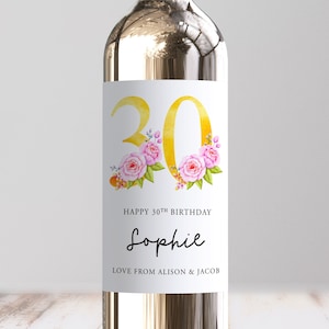 Etiquette de vin personnalisée pour 30e anniversaire, Bravo à 30 ans, cadeau 30e personnalisé, Sticker meilleur ami, cadeau soeur 30 ans, fille, tante, fils