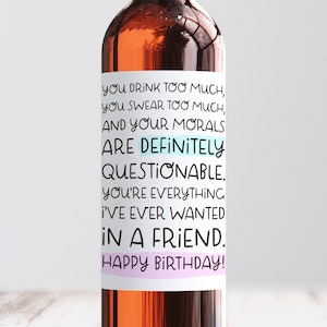 Étiquette de vin d'anniversaire boisson amusante, cadeau d'anniversaire d'un ami coquin, Sticker cadeau vin grossier, jurons, citation, insulte, maman, soeur, nouveauté