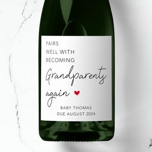 Pairs Well With Becoming Grandparents Again Champagne Prosecco Label, Personalised Pregnancy Announcement, Surprise Baby Reveal, New Baby
