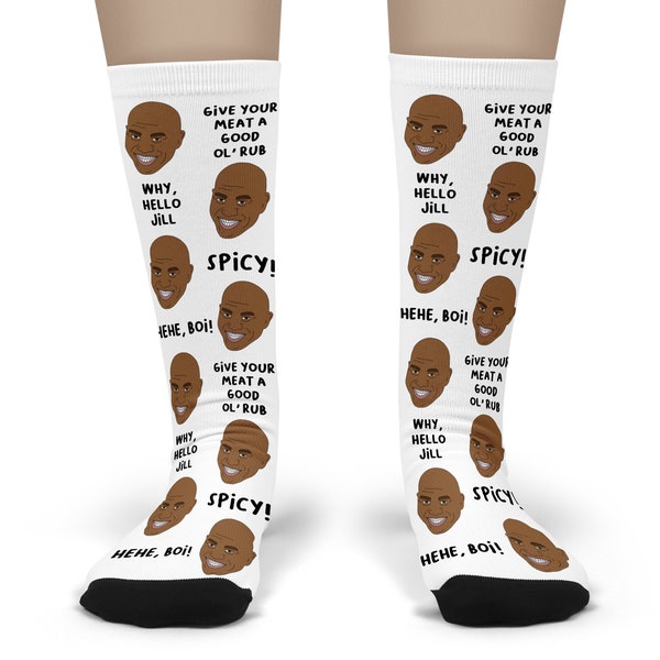Ainsley Harriott Socks, Give Your Meat A Good Old Rub, Spicy, Why Hello Jill, Funny, Rude Birthday Gift, Socks For Her, Him, Friend, Sister