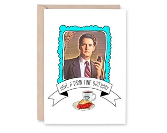 Twin Peaks Birthday Card | Damn Fine Birthday Card | Agent Cooper Birthday Card | Twin Peaks Card | Agent Cooper Card