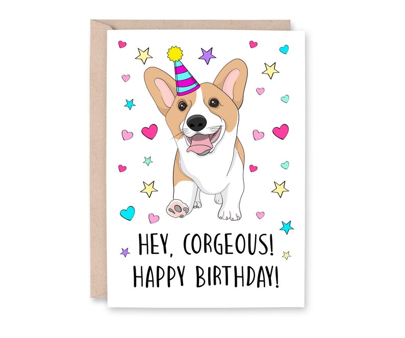 Cute Corgi Birthday Card Dog Lover Birthday Card Happy | Etsy