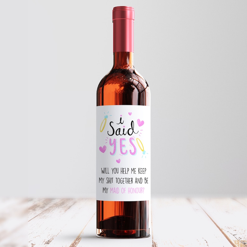Bride Tribe Wine Sticker Rude Wine Bottle Label Bridal Party Wine Label Will You Be My Maid of Honour Wine Label Maid of Honour Proposal