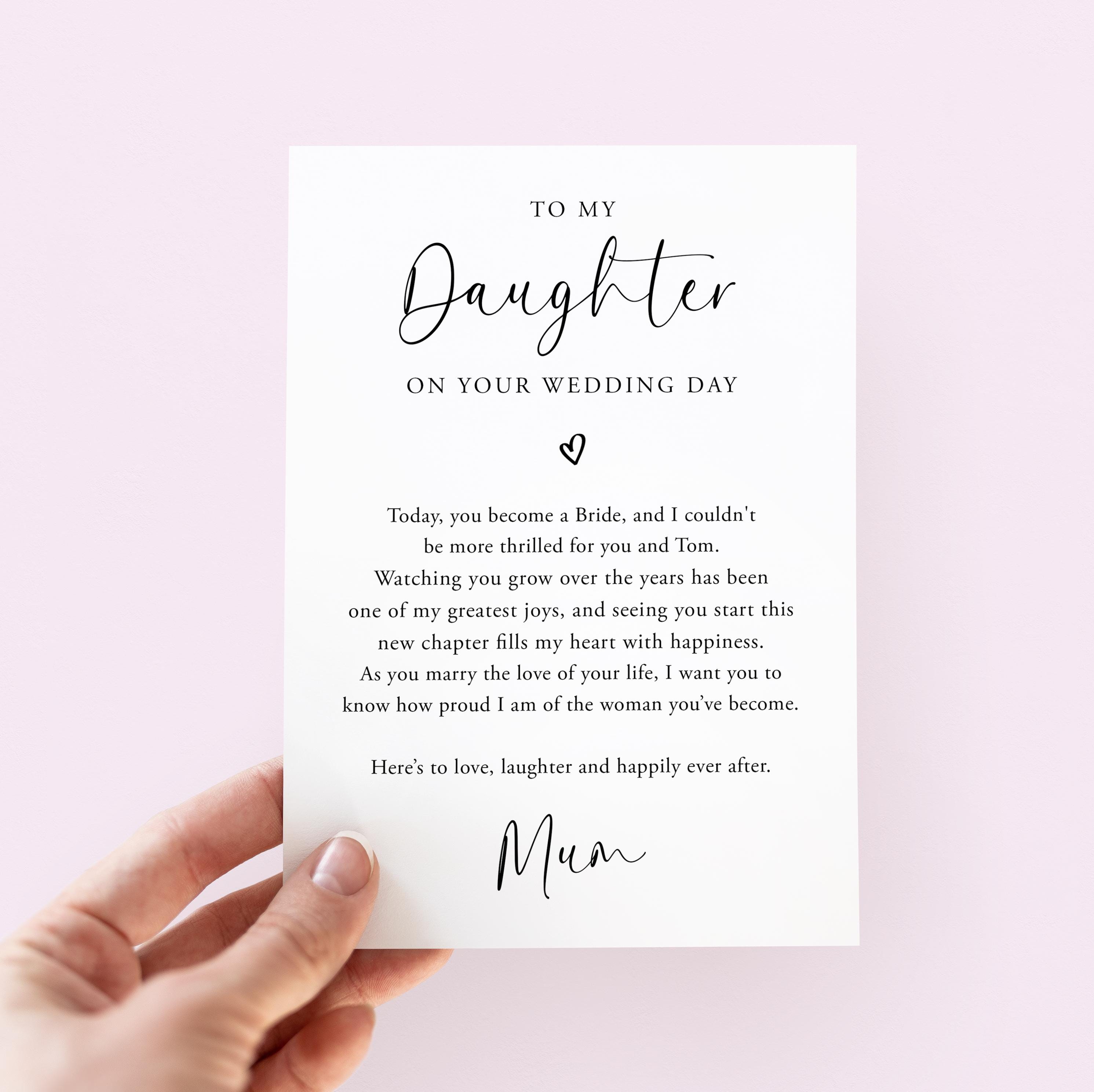 Mother's Day Card For Daughter - Stainless Steel Wallet Card With Heartfelt Message From Mom And Dad
