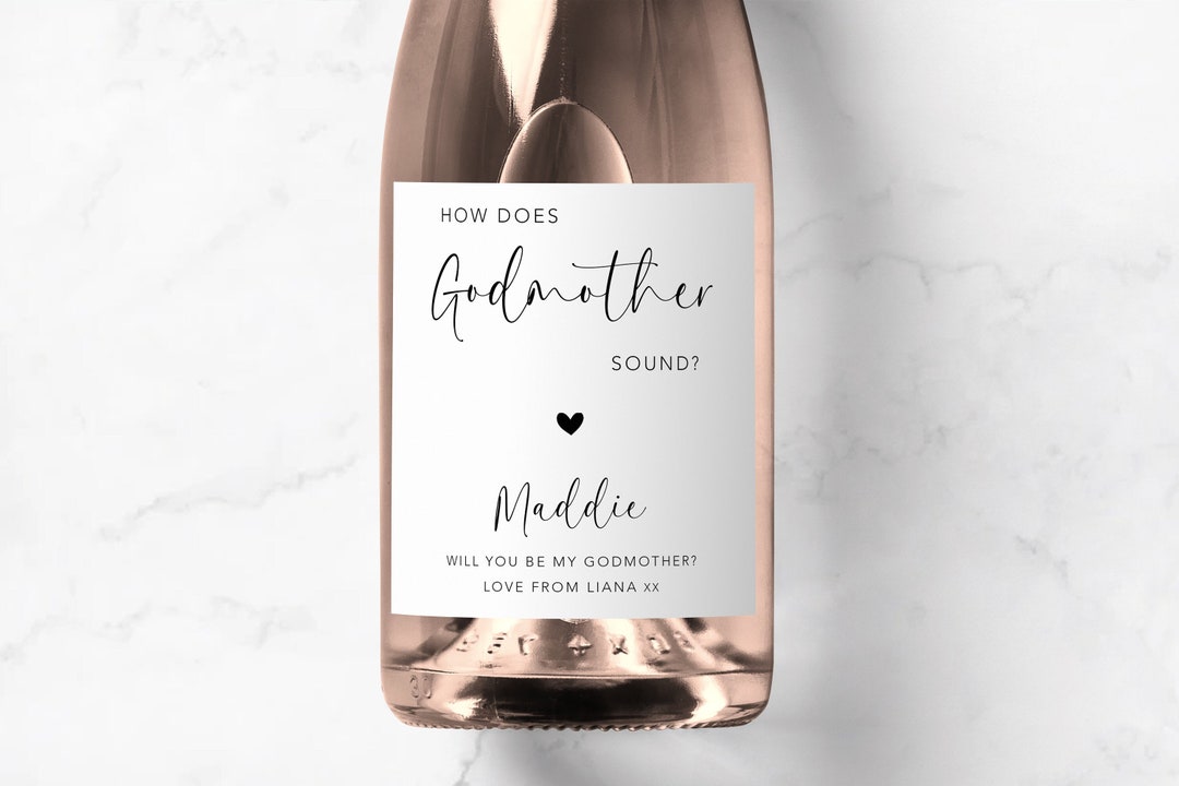 How Does Godmother Sound Champagne Prosecco Label, Personalised Will You Be My Godmother, Custom