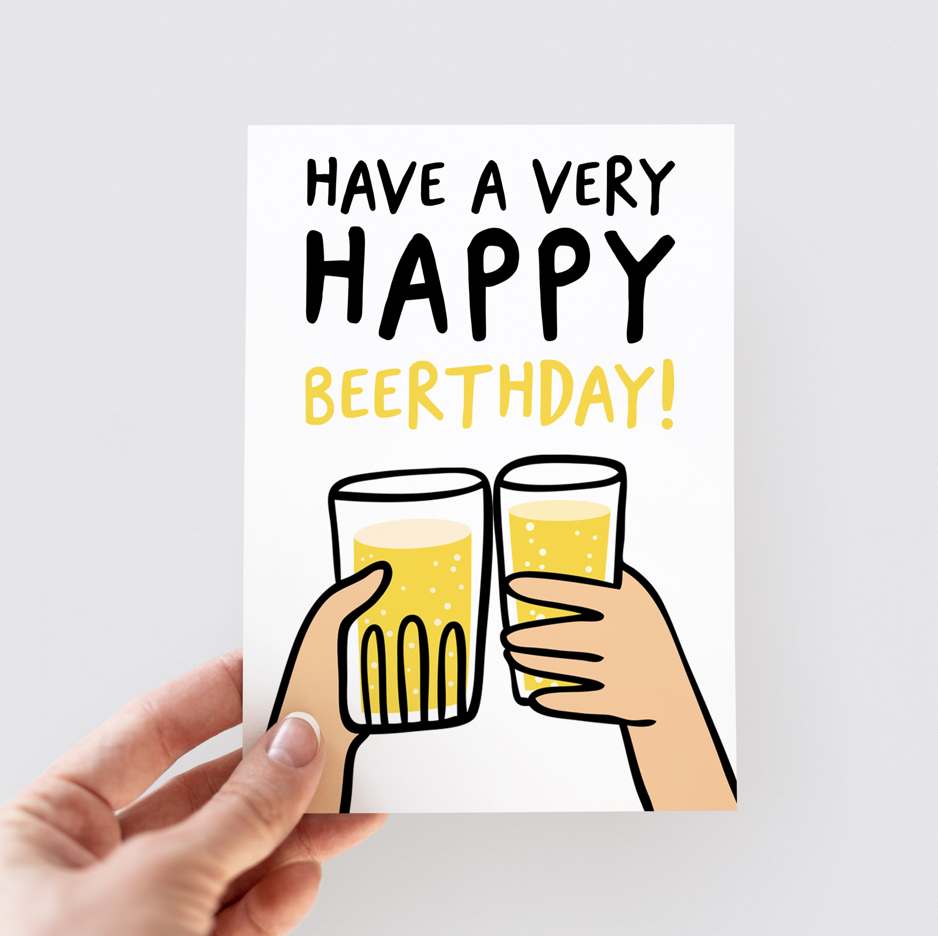 Happy Beerthday Birthday Pun Card Beer Birthday Funny - Etsy Israel