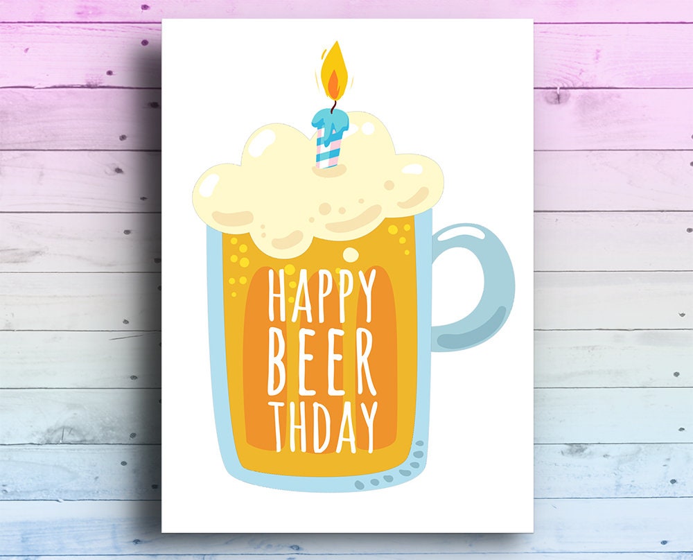 Happy Birthday Beer Birthday Card Beer Lover Card Hoppy Etsy
