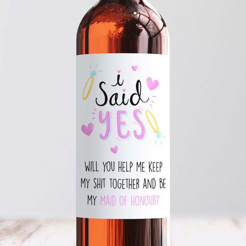 Bride Tribe Wine Sticker Rude Wine Bottle Label Bridal Party Wine Label Will You Be My Maid of Honour Wine Label Maid of Honour Proposal