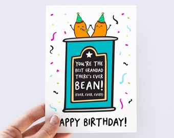 You're The Best Grandad There's Ever Bean Birthday Card, Funny Pun, Cute, Human Bean, Novelty Card Grandpa, From Granddaughter, Grandson