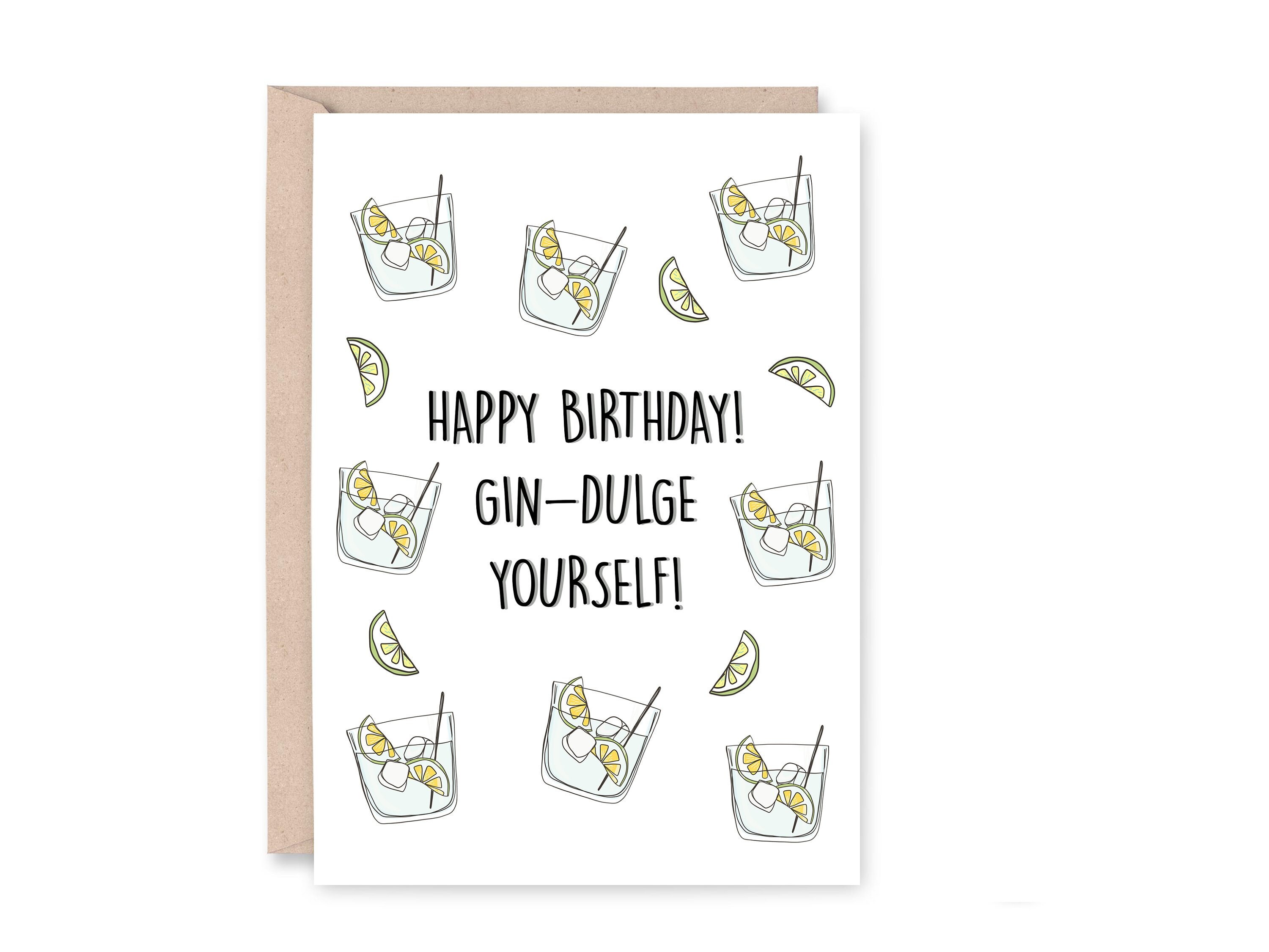 Gin Birthday Card Happy Birthday Card Gin & Tonic Card Etsy