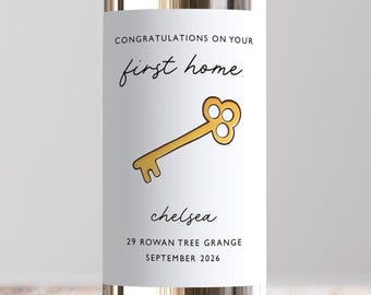 Personalised Congratulations On Your First Home Wine Label | Custom Housewarming Gift | Homeowner | Friend | Sister | Brother | Mortgage