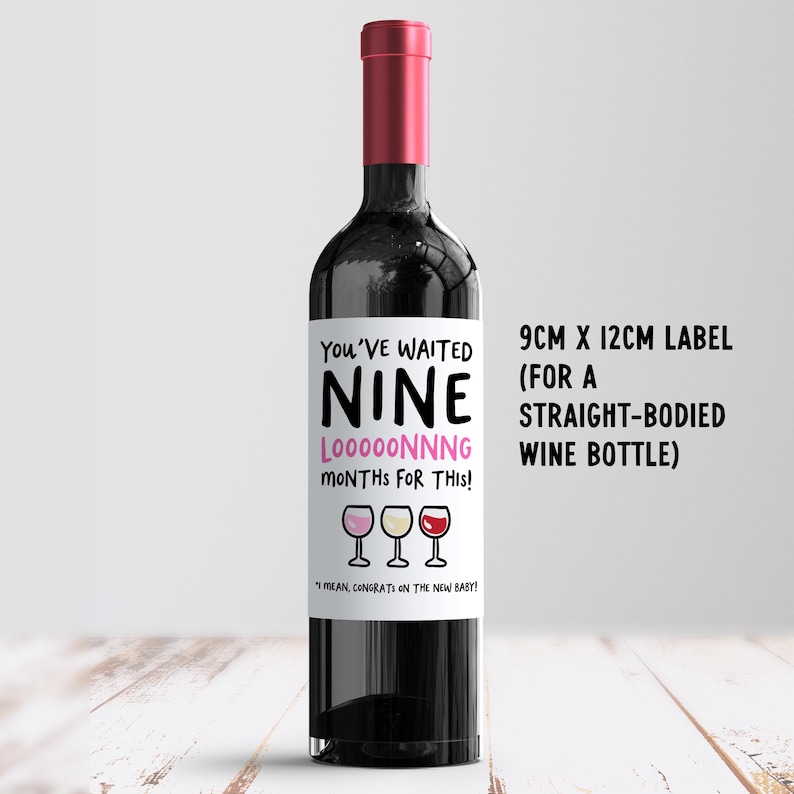 Funny Nine Months Baby Wine Label, New Baby Congratulations, A Mother's Sacrifice, New Mum, Baby Shower, Maternity Leave, Novelty Baby Gift image 4