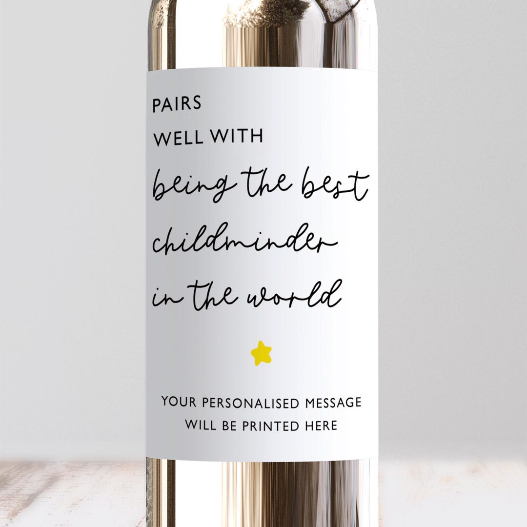 Pairs Well Best Childminder Wine Label, Personalised Thank You ...