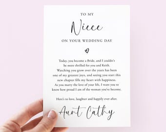 Personalised To My Our Niece On Your Wedding Day Card, Bride From Auntie & Uncle, Wedding Morning, Custom From Great Aunt, Congratulations