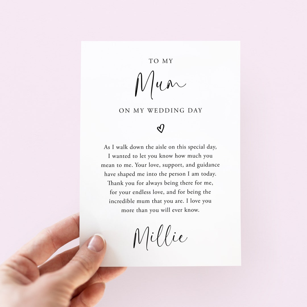 Herzliche Hochzeitskarte Für Mama – 'Today A Bride Forever Your Daughter' Zum Beschriften