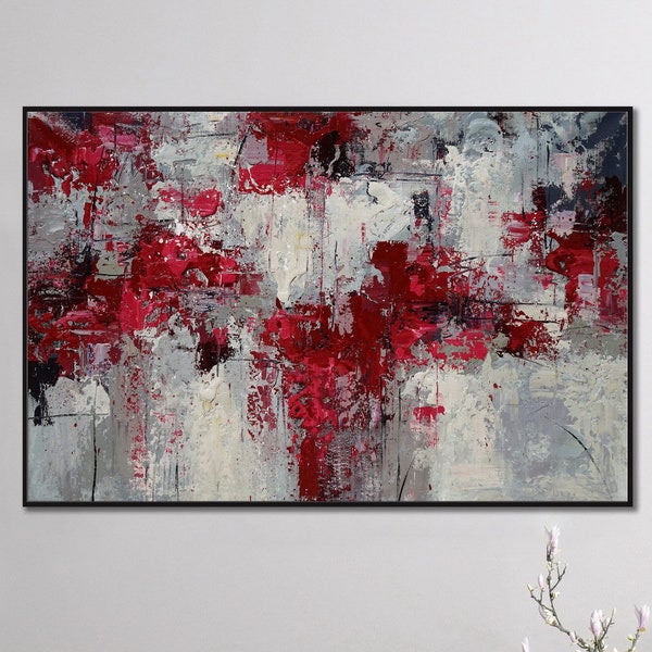 Red Grey Wall Art Etsy