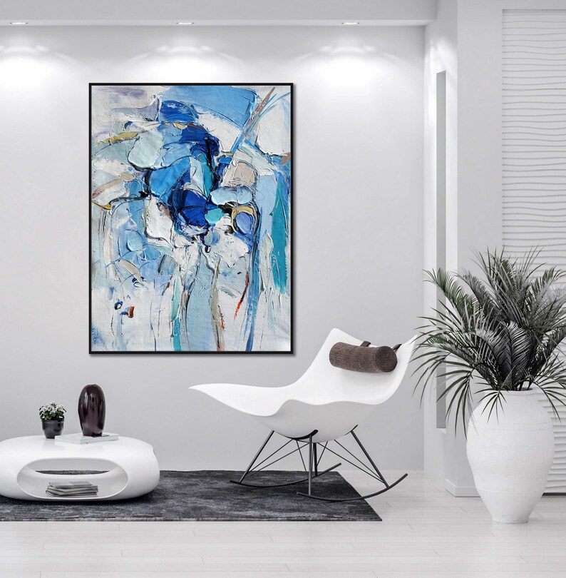 Pastel Blue Wall Art Light Blue Abstract Art Pastel Color Etsy