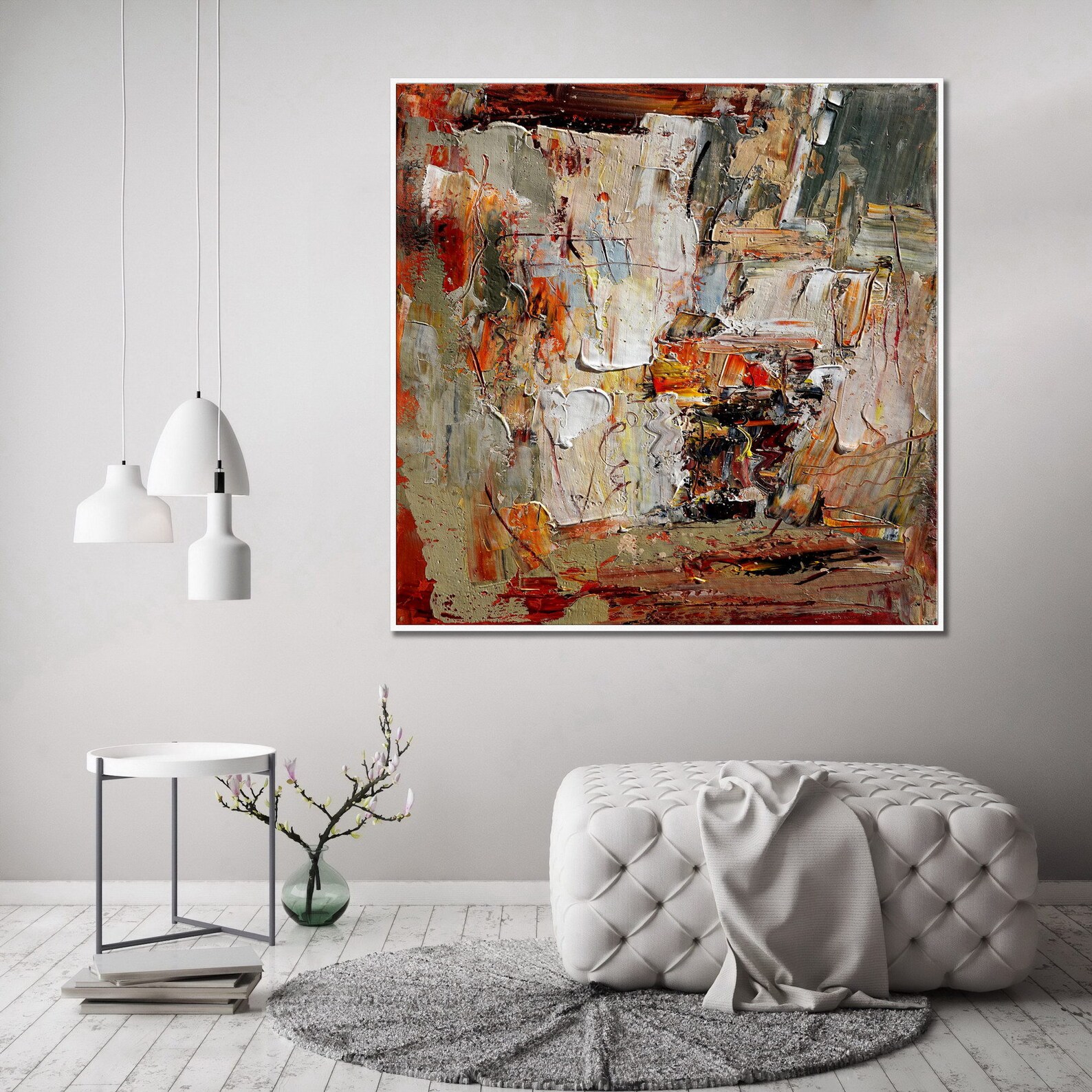Rust Color Painting Rust Color Wall Art Auburn Color Etsy