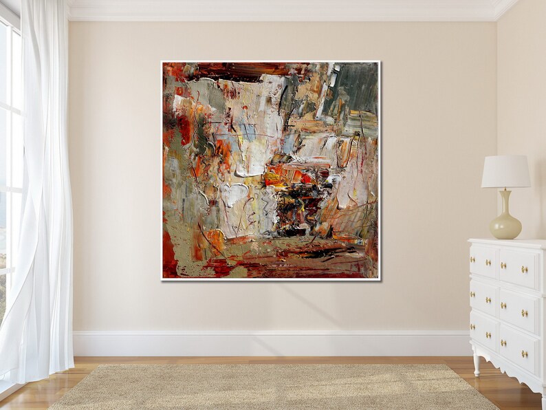 Rust Color Painting Rust Color Wall Art Auburn Color Etsy