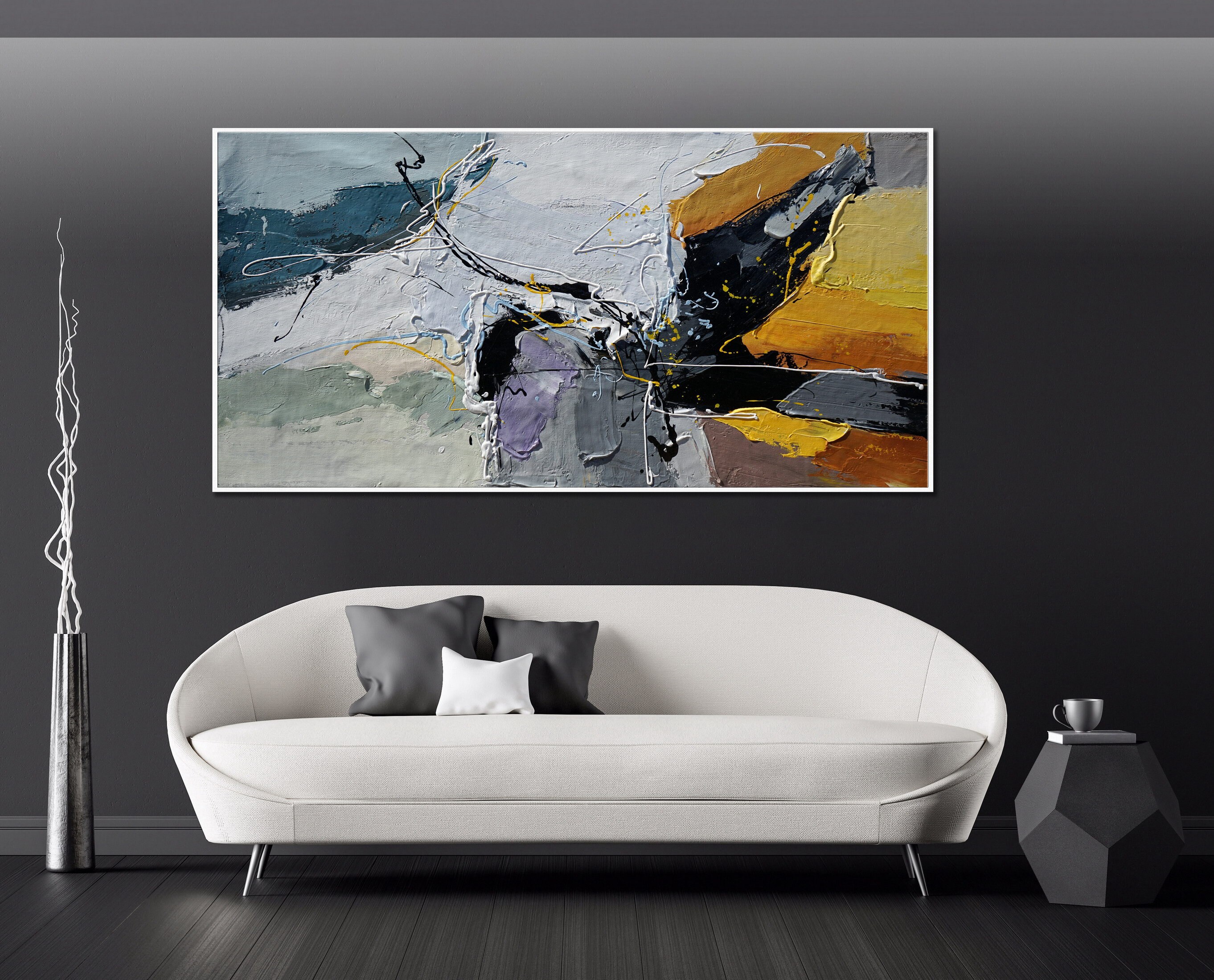 Brown Gray Painting Brown Gray Canvas Art Brown Gray Wall Etsy UK