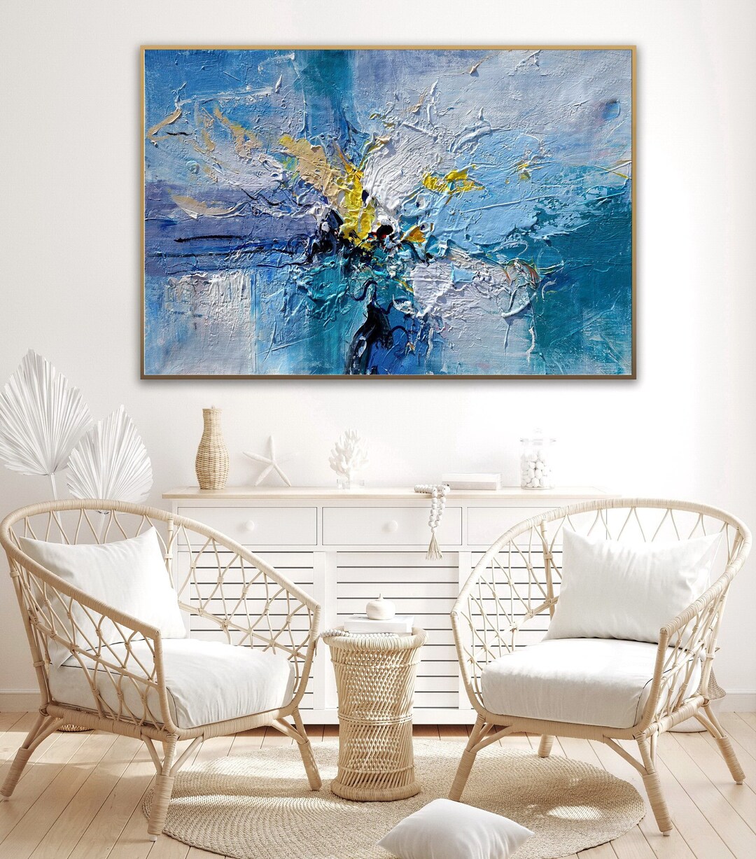 Light Blue Canvas Art Light Blue Wall Art Light Blue Living Etsy