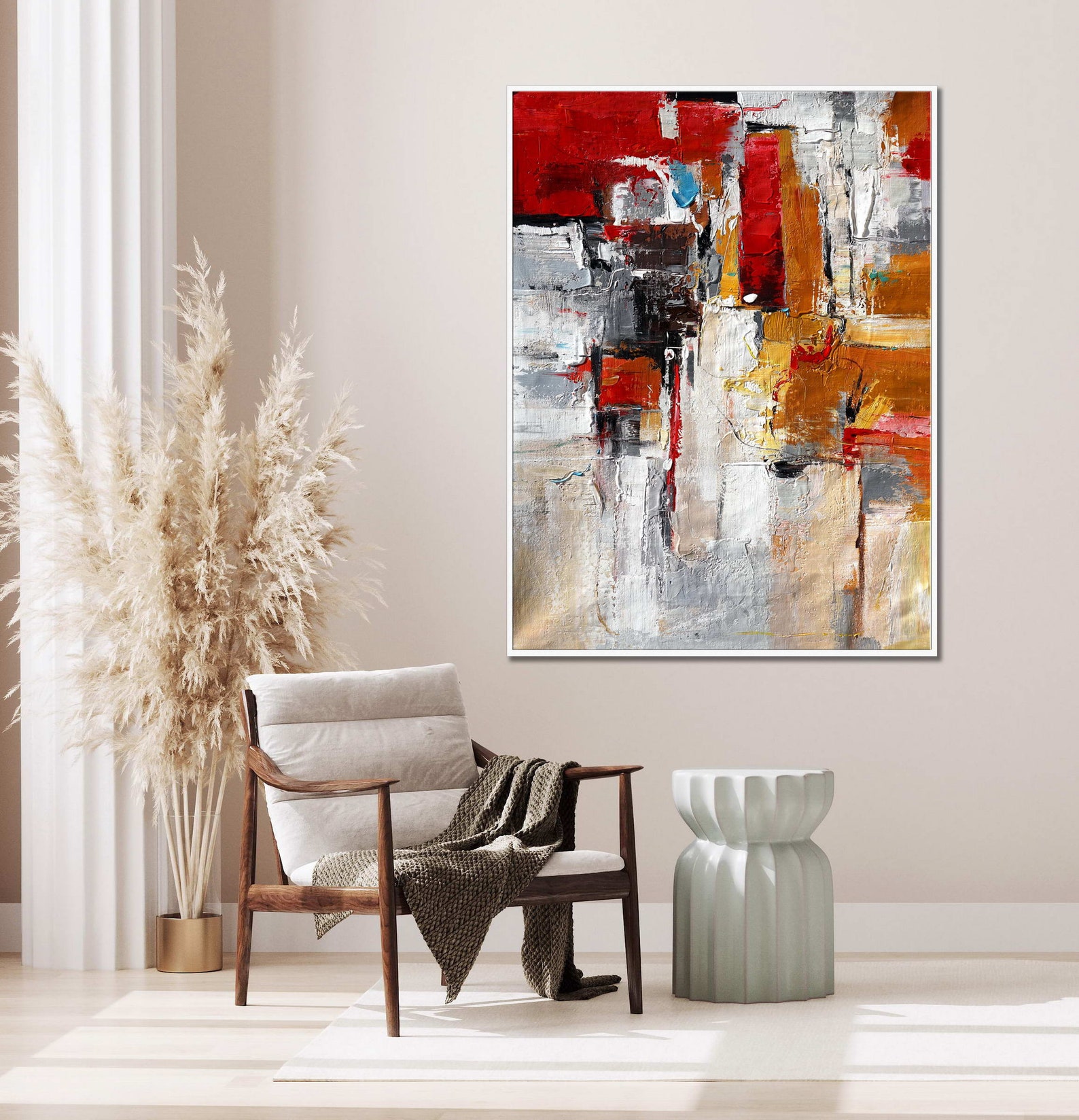 Modern Art Red Modern Canvas Red Modern Red Wall Art Red Etsy
