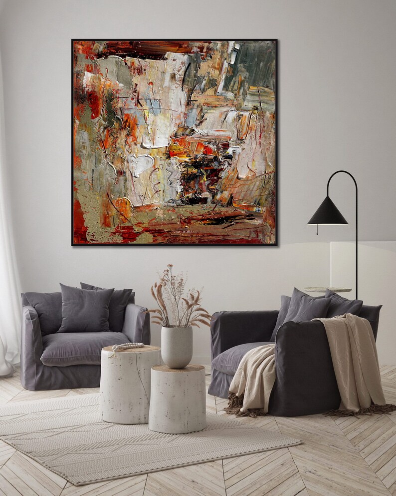 Rust Color Painting Rust Color Wall Art Auburn Color Etsy