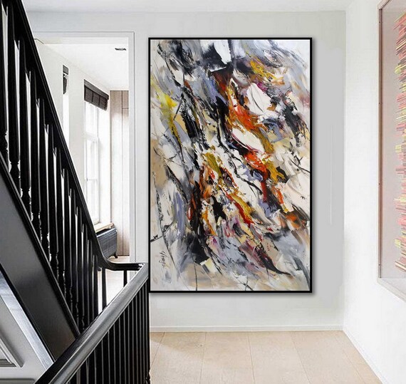 Modern Contemporary Framed Abstract Wall Art Palette Knife
