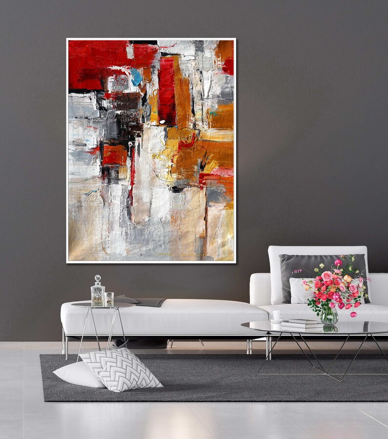 Modern Art Red Modern Canvas Red Modern Red Wall Art Red Etsy