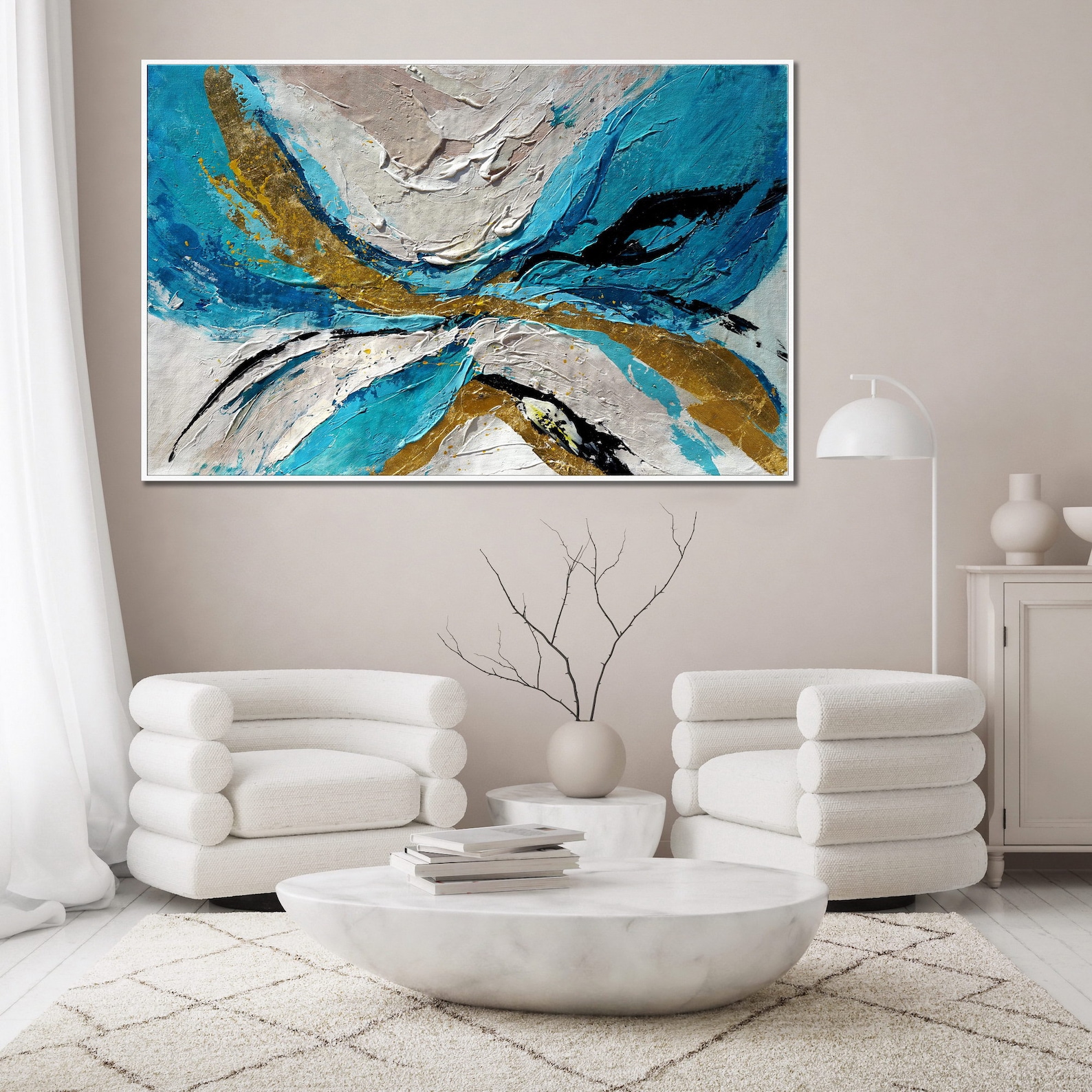 Teal Gold Wall Art Teal Gold Painting Teal Color Abstract Etsy