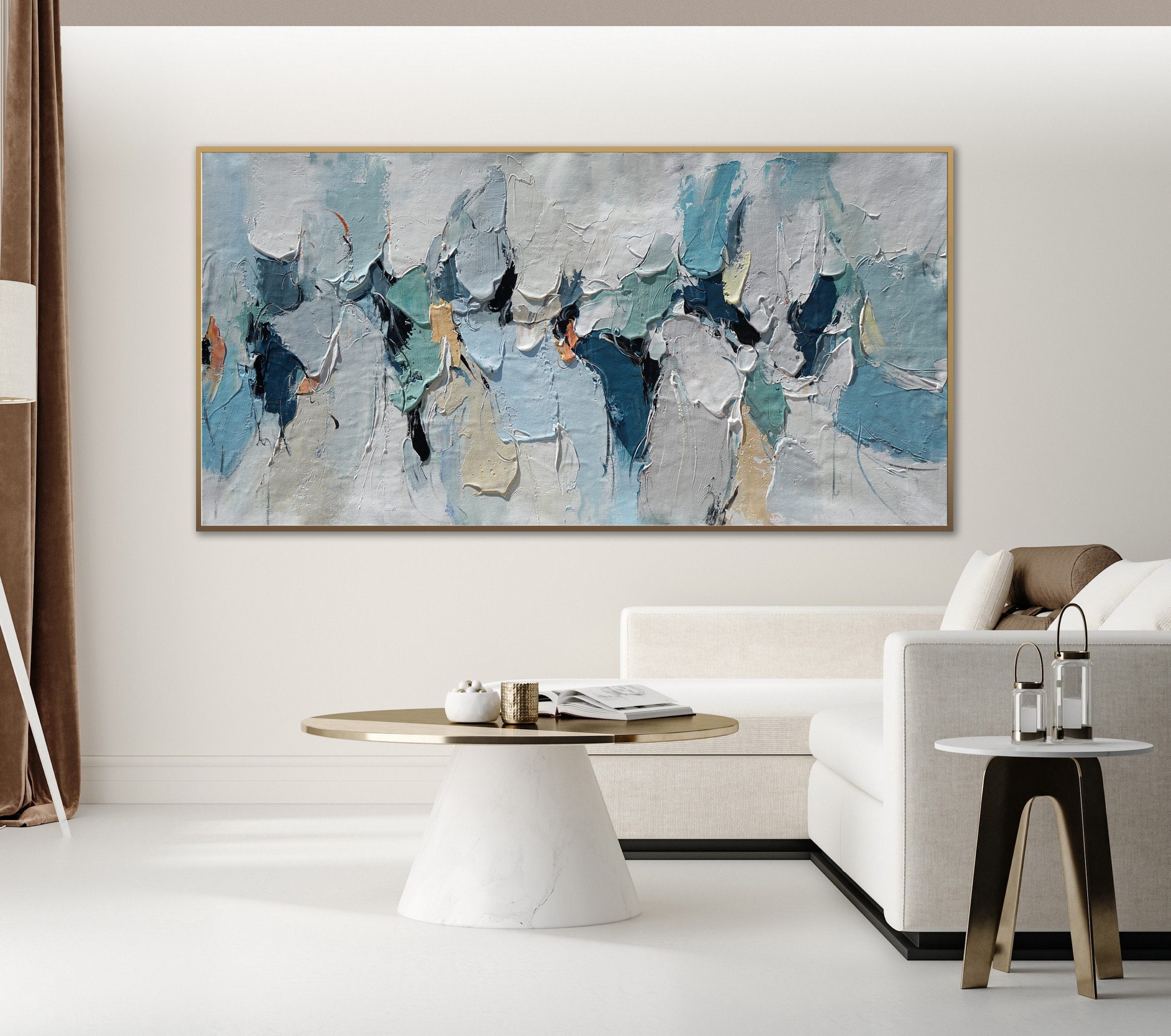 Painting Large Nordic white abstract wall white 3D texture painting ...