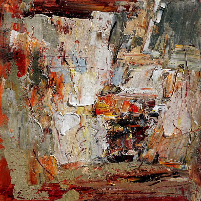 Rust Color Painting Rust Color Wall Art Auburn Color Etsy