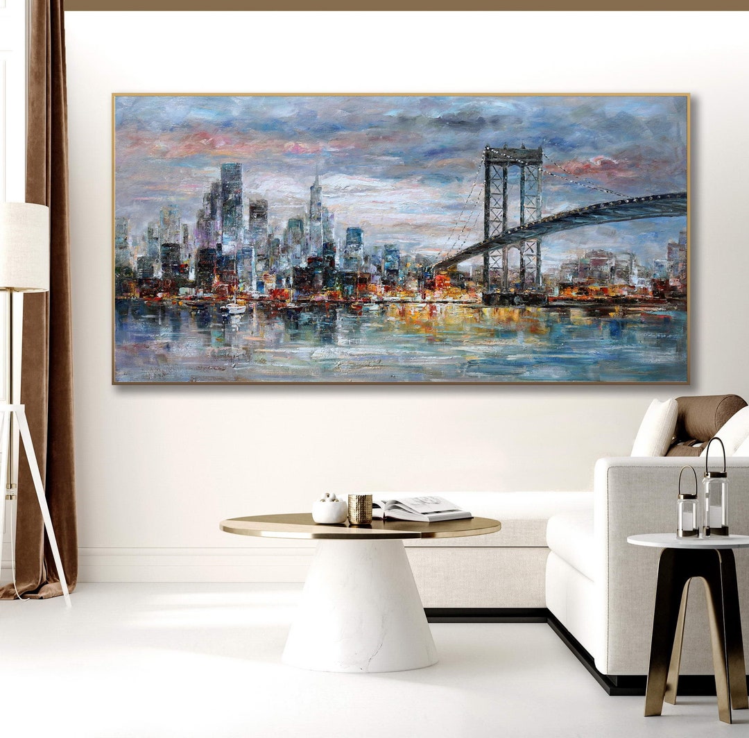 New York Manhattan Brooklyn Bridge NYC Skyline Artwork - Etsy