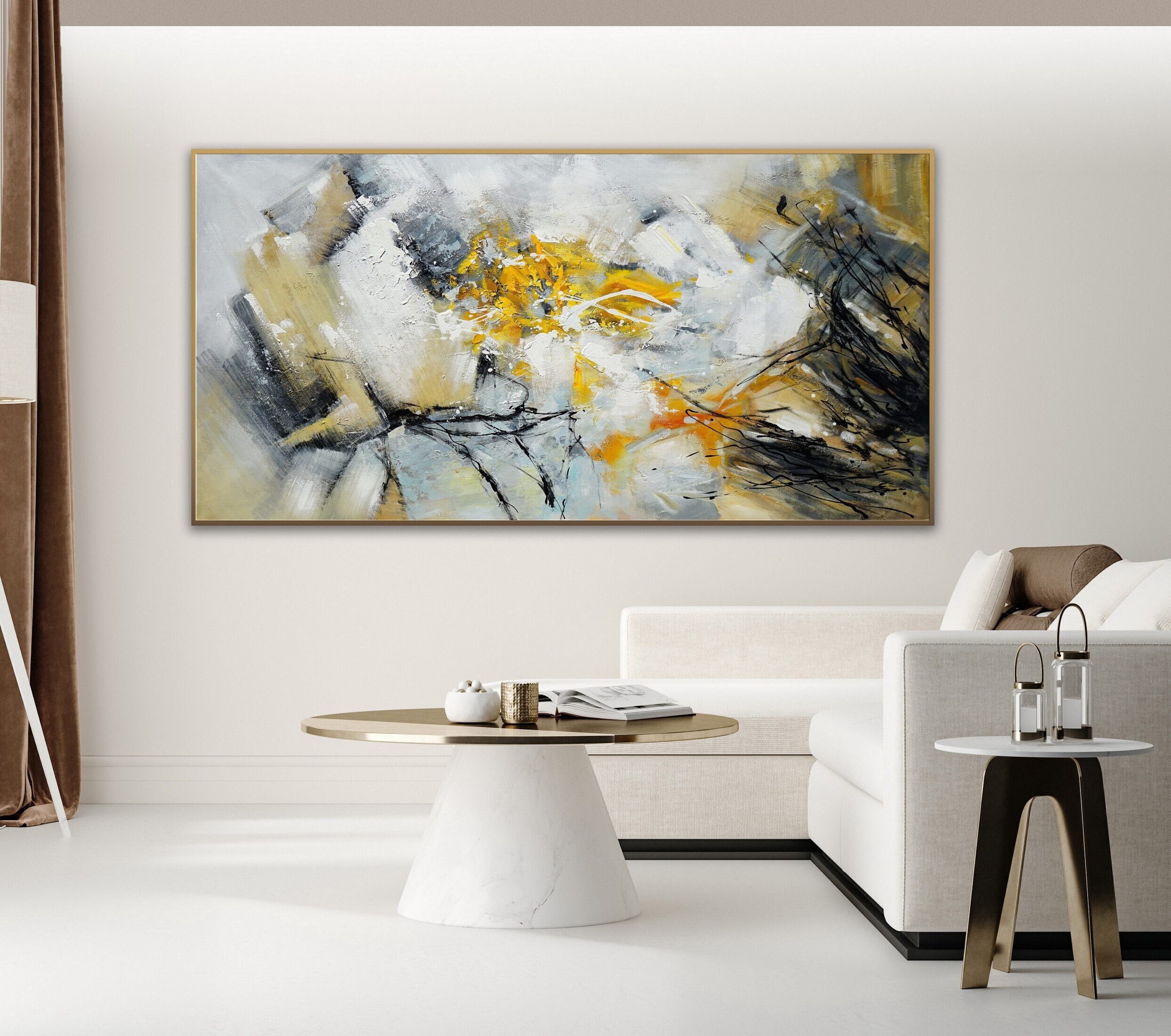 Textured Acrylic Painting Extra Large Handmade Panoramic Etsy