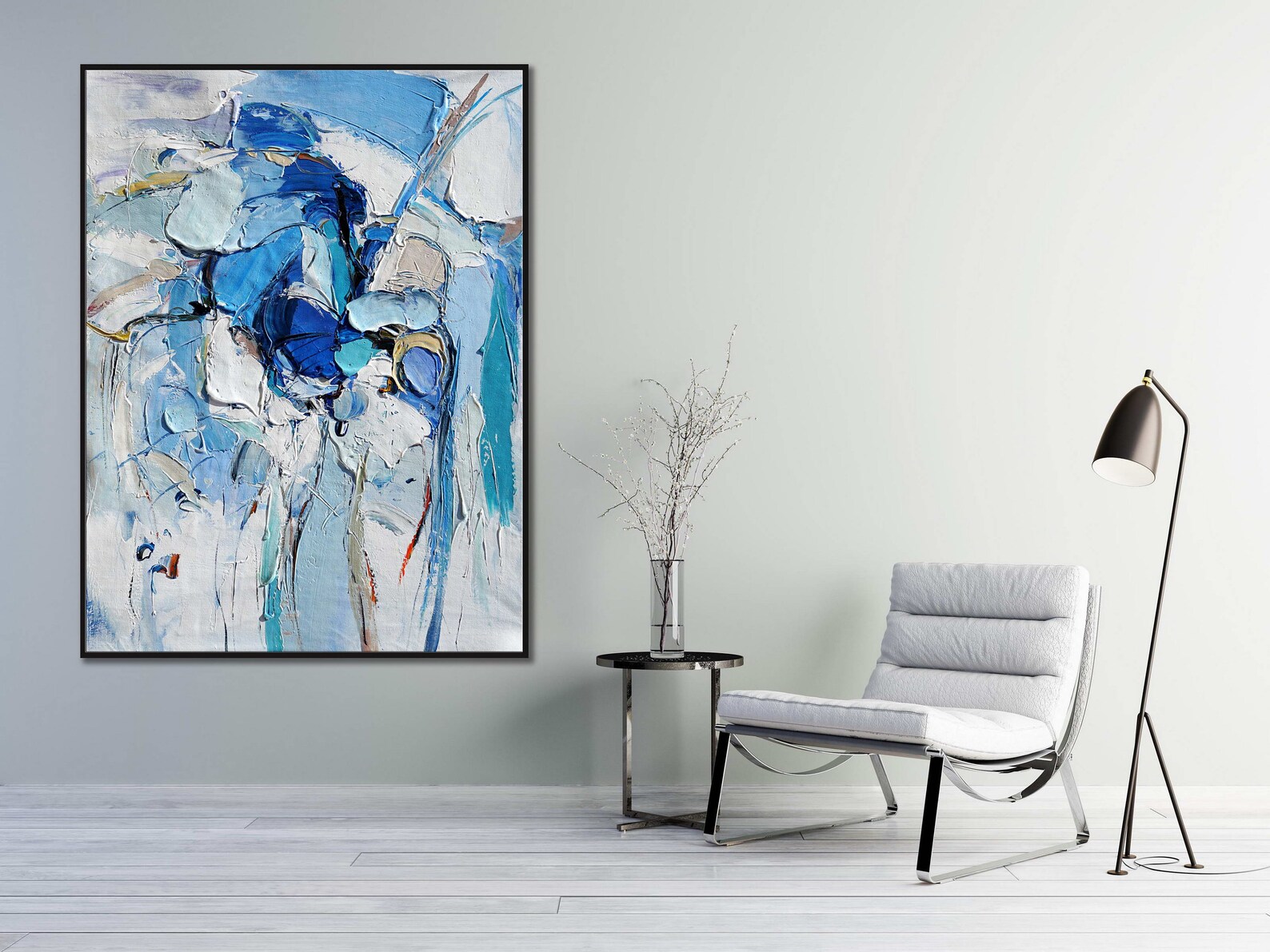 Pastel Blue Wall Art Light Blue Abstract Art Pastel Color Etsy
