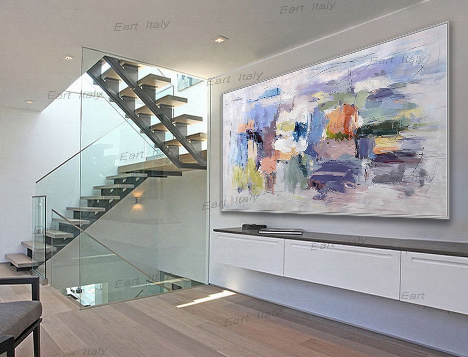 Moderne Palette Messer Weiche Töne Farbe Oversize AcrylGemälde | Etsy