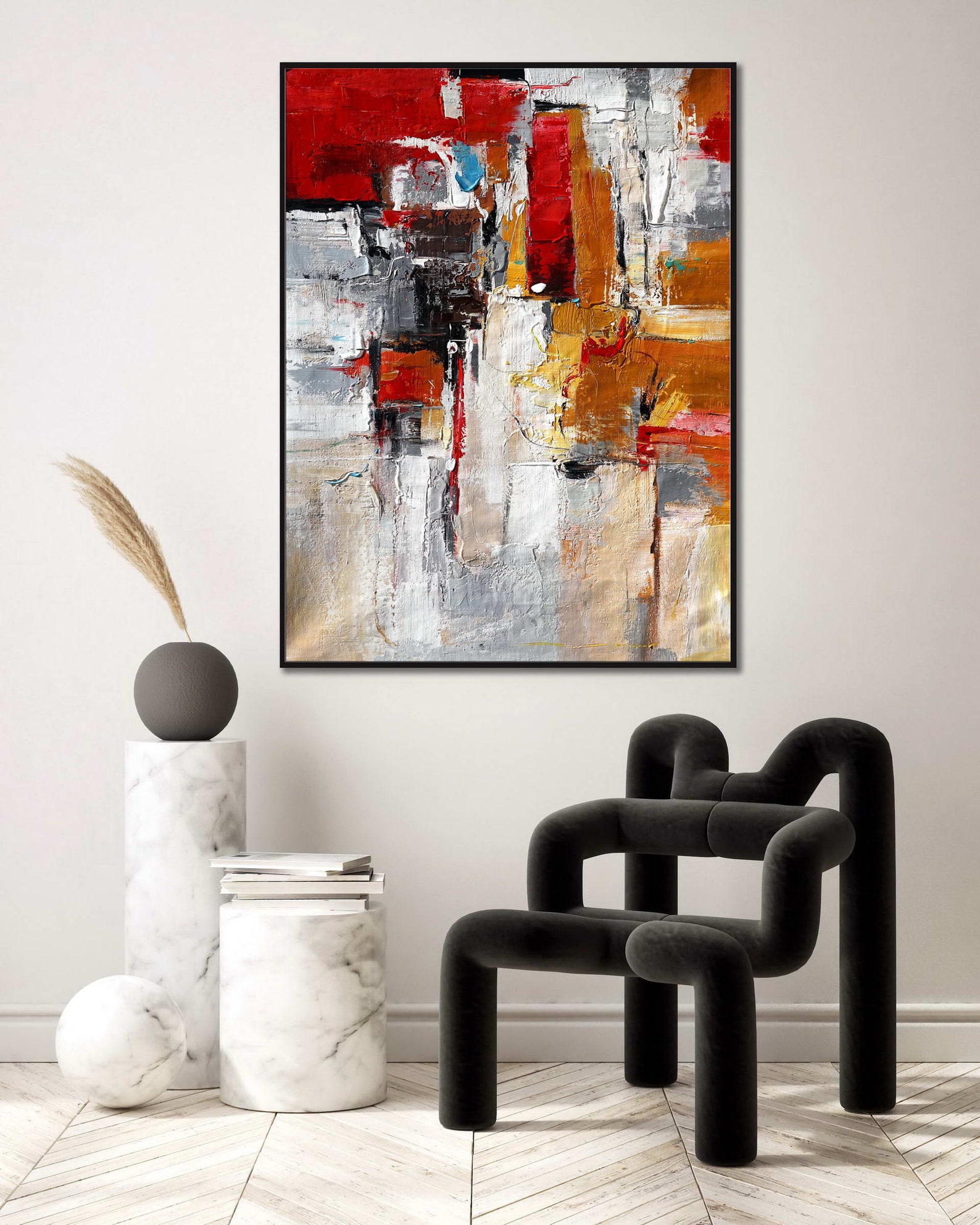 Modern Art Red Modern Canvas Red Modern Red Wall Art Red Etsy