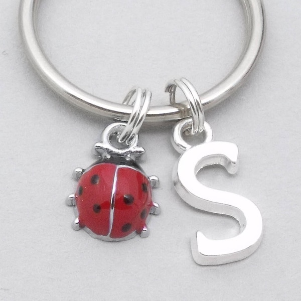 Ladybird keyring | ladybird keychain | personalised ladybird gift | red enamel ladybird | monogram initial