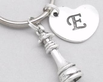 Chess queen keyring | chess queen keychain | personalised chess gift | heart initial