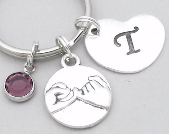 pinky swear keyring | pinky promise keychain | friendship keychain | personalised pinky swear / promise gift | heart initial