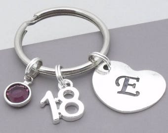18th birthday keyring | 18th keychain | personalised 18th birthday gift | eighteenth birthday | 18th gift | heart initial