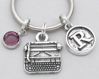 Typewriter keyring | typewriter keychain | personalised typewriter gift | secretary gift | writer | typist | vintage style initial