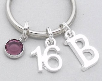 16th birthday keyring | 16th keychain | personalised 16th birthday gift | sixteenth birthday | 16th gift | monogram initial