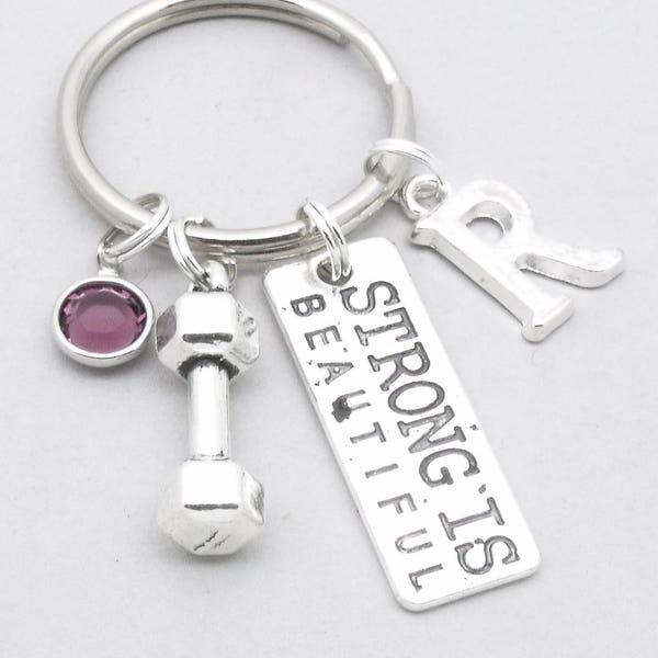 Dumbbell monogram keyring | gym motivation keychain | fitness willpower barbell keychain | personalised gym gift