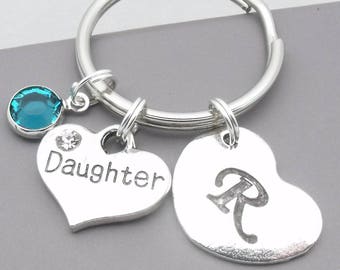 Daughter heart initial keyring | daughter keychain | personalised daughter keyring | daughter gift | letter | birthstone