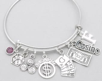 Casino theme charm bracelet | casino bracelet | casino jewelry | casino gift | Vegas bracelet | Vegas jewelry | Vegas gift