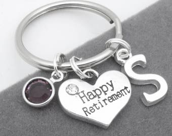 Happy Retirement monogram heart keyring | retirement keychain | personalised retirement keyring | retirement gift | letter