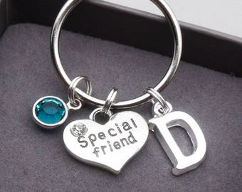 Special friend monogram initial keyring | special friend keychain | personalised friend keyring | special friend gift | letter | birthstone