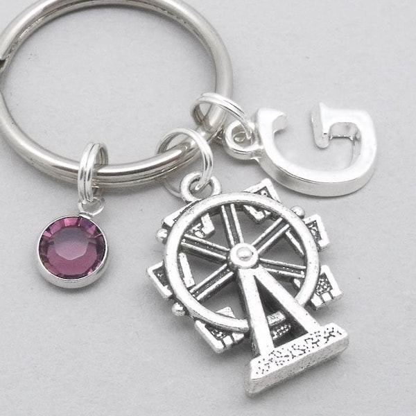 Ferris wheel monogram keyring | ferris wheel keychain | personalised ferris wheel keyring | ferris wheel gift | initial letter | birthstone
